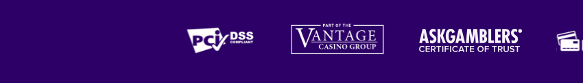 Empire Casino trust badges — PCI DSS, Vantage Casino Group, AskGamblers Certificate of Trust